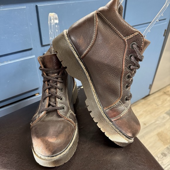 Relativity Brown Leather Lace Up Boots Women's 9 Y2K Chunky Lug Sole Grunge - Picture 4 of 10